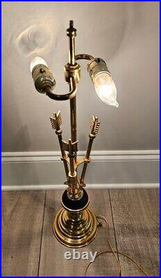 Vintage Polished Brass 3 Arrow Table Lamp Rare Very Nice