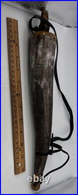 Vintage Powder Horn 14 Long Handmade Wood And Scale Over Brass Nails VERY RARE