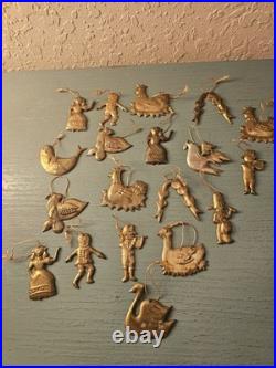 Vintage & Rare MidCentury Lot Of (19) Brass Christmas Tree Ornaments-Very Good