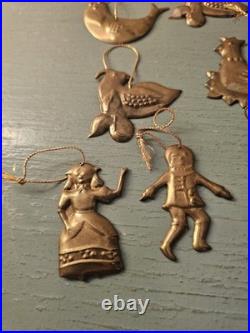 Vintage & Rare MidCentury Lot Of (19) Brass Christmas Tree Ornaments-Very Good