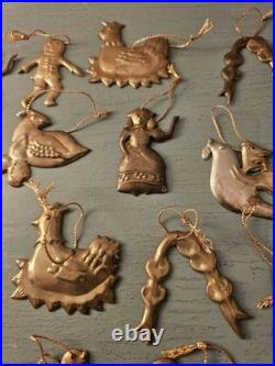 Vintage & Rare MidCentury Lot Of (19) Brass Christmas Tree Ornaments-Very Good