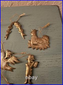Vintage & Rare MidCentury Lot Of (19) Brass Christmas Tree Ornaments-Very Good