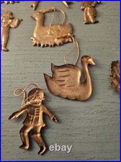 Vintage & Rare MidCentury Lot Of (19) Brass Christmas Tree Ornaments-Very Good