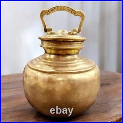 Vintage Rare Pure Brass Very Beautiful Round Shape Gangajal Lota KAMANDAL
