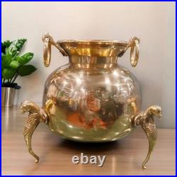Vintage Rare Pure Brass Very Beautiful Round Shape Water Pot / Flower Vase