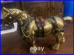 Vintage SOILD Brass Horse, With All Real Leather Saddle VERY RARE