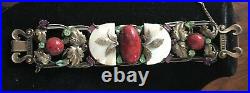 Vintage Schiaparelli Mother of Pearl Red Glass Cabs Bracelet VERY RARE