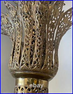 Vintage Single Brass Palmette 24 Table Lamp by Feldman Co. 1950s Very Rare