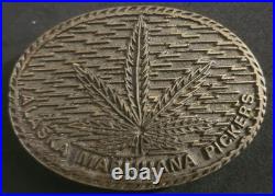 Vintage Solid Brass Alaska Marijuana Pickers Belt Buckle VERY RARE