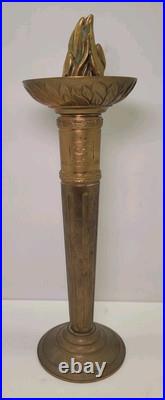Vintage Solid Brass Candle Holder 1984 Los Angeles Olympic Torch Very Rare