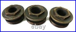 Vintage Solid Brass Spark Plug Bases Set Of 6 Used Very Nice Rare Collectible