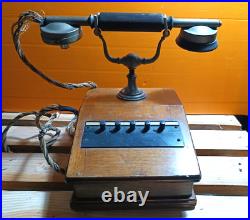 Vintage Telephone 30/40 Years In Wood & Brass Very Rare Beautiful For Collection