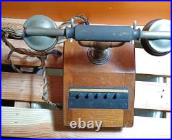 Vintage Telephone 30/40 Years In Wood & Brass Very Rare Beautiful For Collection