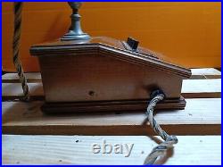 Vintage Telephone 30/40 Years In Wood & Brass Very Rare Beautiful For Collection