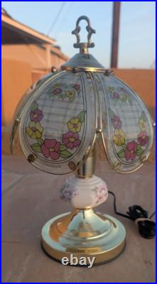 Vintage Touch Lamp 3 settings Glass Brass Marco Polo Nice! Very Rare! Vintage