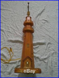 Vintage Very Nice RARE Tall Hand Made Wood and Brass Lighthouse Lamp