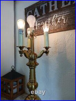 Vintage Very RARE Stiffel Brass 6-Way 4 Light Table Lamp 23S3 Antique Solid Bulb