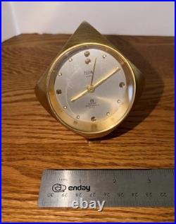 Vintage Very Rare Elgin DICE 8 Day Desk Alarm Clock Swiss 7 Jewels Solid Brass