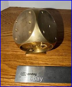 Vintage Very Rare Elgin DICE 8 Day Desk Alarm Clock Swiss 7 Jewels Solid Brass