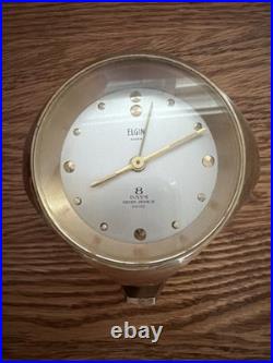 Vintage Very Rare Elgin DICE 8 Day Desk Alarm Clock Swiss 7 Jewels Solid Brass
