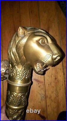 Vintage Very Rare, Grand Repousse Brass Lion Head Sconce, 42
