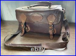 Vintage Very Rare Heavy Leather And Brass Orvis Gokey Bag Satchel