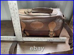 Vintage Very Rare Heavy Leather And Brass Orvis Gokey Bag Satchel