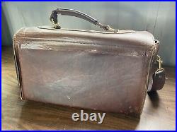 Vintage Very Rare Heavy Leather And Brass Orvis Gokey Bag Satchel