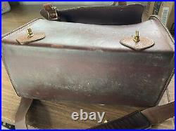 Vintage Very Rare Heavy Leather And Brass Orvis Gokey Bag Satchel