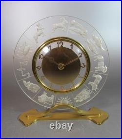 Vintage Very Rare Lancel Paris France Zodiac Brass Tested Working Desk Clock