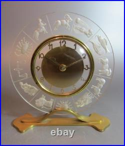 Vintage Very Rare Lancel Paris France Zodiac Brass Tested Working Desk Clock Vintage Very Rare Lancel Paris France Zodiac Brass Tested Working Desk Clock