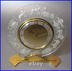 Vintage Very Rare Lancel Paris France Zodiac Brass Tested Working Desk Clock