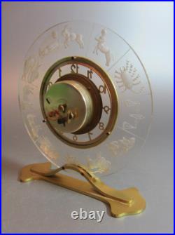 Vintage Very Rare Lancel Paris France Zodiac Brass Tested Working Desk Clock