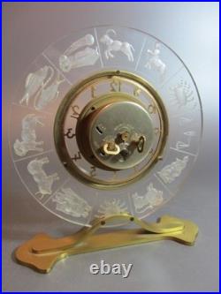 Vintage Very Rare Lancel Paris France Zodiac Brass Tested Working Desk Clock