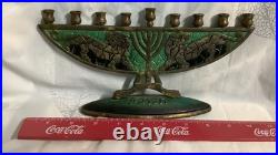 Vintage Very Rare to Find Solid Brass Lion Menorah Chanukkah 26c