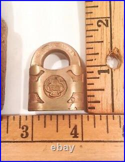 Vintage Very Small Yale & Towne Rare Brass Padlock + Large Lock Both With Trefoil