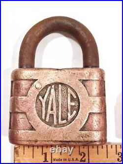 Vintage Very Small Yale & Towne Rare Brass Padlock + Large Lock Both With Trefoil