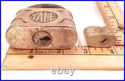 Vintage Very Small Yale & Towne Rare Brass Padlock + Large Lock Both With Trefoil