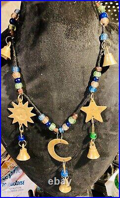Vintage Very old brass stone bead necklace told it's very rare one of a kind