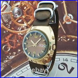 Vintage WATCH USSR SLAVA Asymmetric Gold Plated VERY RARE Wristwatch Automatic