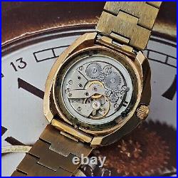 Vintage WATCH USSR SLAVA, Turtle Gold Plated VERY RARE Wristwatch 22 Jewels