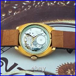 Vintage Watch Vostok 2414 Red Dial Very Rare Wristwatch USSR Wostok Gold Plated