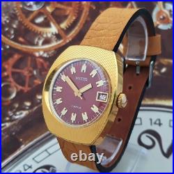 Vintage Watch Vostok 2414 Red Dial Very Rare Wristwatch USSR Wostok Gold Plated