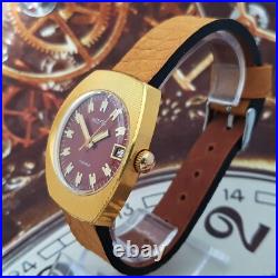 Vintage Watch Vostok 2414 Red Dial Very Rare Wristwatch USSR Wostok Gold Plated