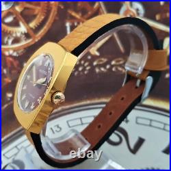 Vintage Watch Vostok 2414 Red Dial Very Rare Wristwatch USSR Wostok Gold Plated