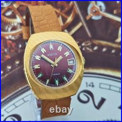 Vintage Watch Vostok 2414 Red Dial Very Rare Wristwatch USSR Wostok Gold Plated