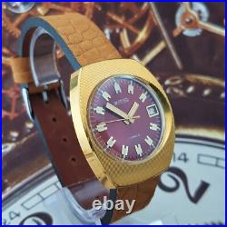 Vintage Watch Vostok 2414 Red Dial Very Rare Wristwatch USSR Wostok Gold Plated