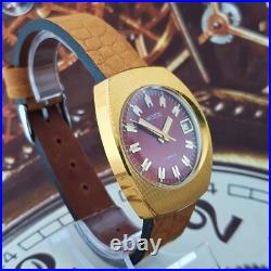 Vintage Watch Vostok 2414 Red Dial Very Rare Wristwatch USSR Wostok Gold Plated