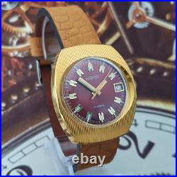 Vintage Watch Vostok 2414 Red Dial Very Rare Wristwatch USSR Wostok Gold Plated