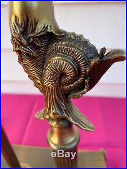 Vintage Winged Mermaids Brass Lamp MCM Electric WithTole Shade VERY RARE MUST C
